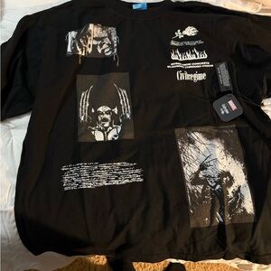 Black Graphic Tee with Artistic Prints